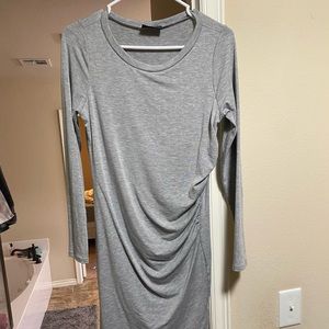 Ruched midi length bodycon dress